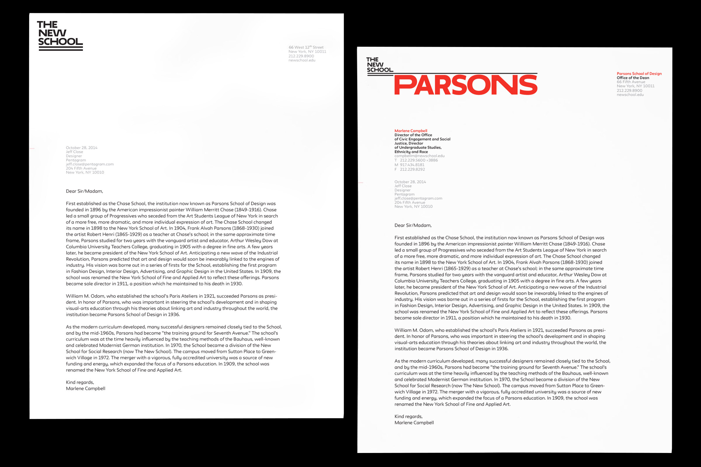 The New School brand collateral